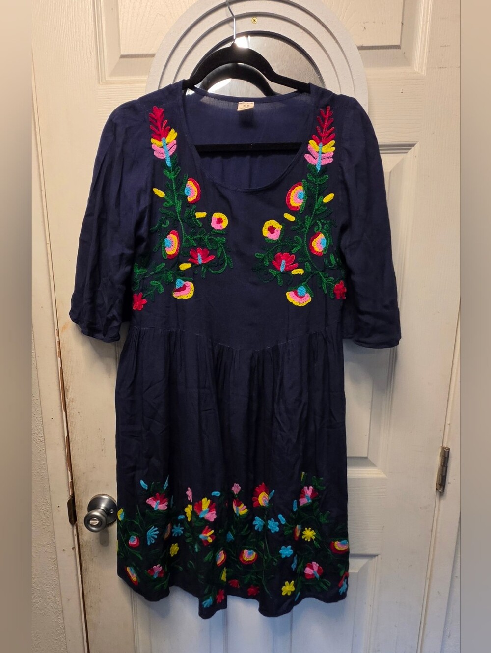 Riviera Sun Navy Floral Embroidered Boho Dress